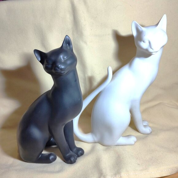 Vintage 1986 Franklin Mint “Counterpoint” Black & White Cat Pair. SHIPS FREE - Picture 3 of 8